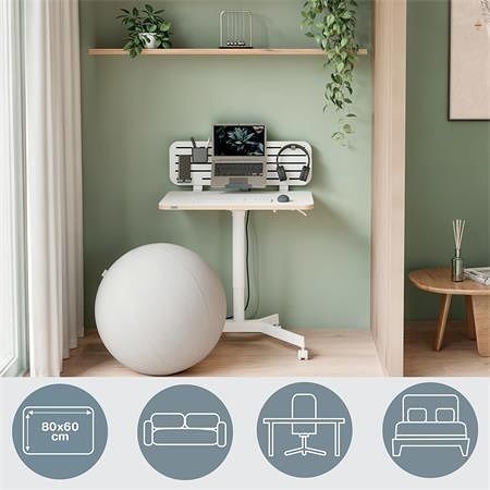 Kancelářský stůl "Ergo", bílá, nastavitelná výška, LEITZ 65360001