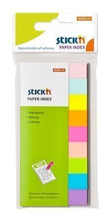Samolepicí záložky, mix neonový a pastelový barev, 50 x 12 mm, 9x 50 listů, STICK N 21689