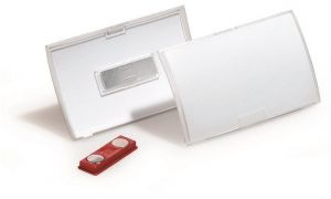 Jmenovka s magnetem &quot;CLICK FOLD&quot;, transparentní, 54 x 90 mm, DURABLE 821519