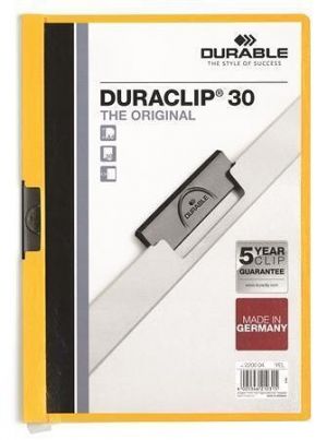 Desky s rychlovazačem "DURACLIP 30", žlutá, s klipem, A4, DURABLE 220004