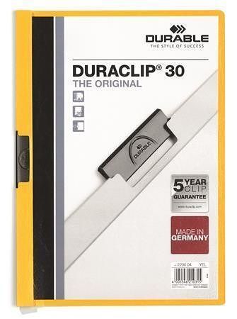 Desky s rychlovazačem "DURACLIP 30", žlutá, s klipem, A4, DURABLE 220004