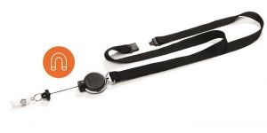 Šňůrka s držákem na jmenovku &quot;Extra strong&quot;, černá, výsuvný, patent, DURABLE 833001