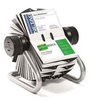 Vizitkář otočný "VISIFIX", stříbrná, na 400 ks, horizontální, kovový, DURABLE 248123