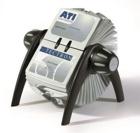 Vizitkář otočný "VISIFIX", černá, na 400 ks, horizontální, plastový, DURABLE 241701