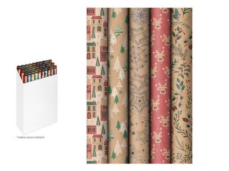 Balicí papír vánoční role 200x70 KRAFT mix č.4