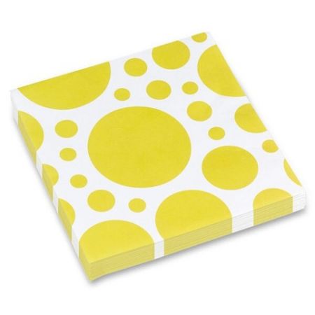 Papírové ubrousky Solid Color Dots ŽLUTÉ 33 x 33 cm, 20 ks