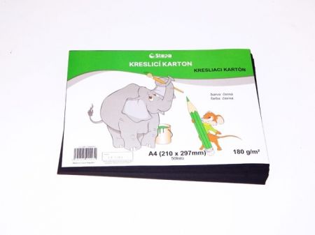 Karton kreslící A4  ČERNÝ 180g -1 kus