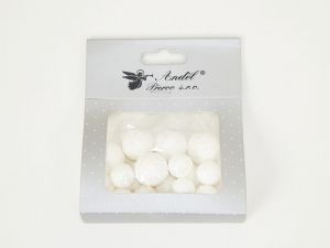 Kuličky bílé glitr 12x1,5cm + 6x2cm, 18ks /2074/