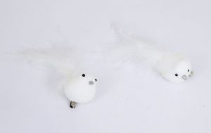 Ptáček bílý na klipu 10cm, 2ks /3280/