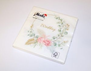 Ubrousky MAKI L (20ks) Svatební věnec s růží a eukalyptem/SL_SL_001101/