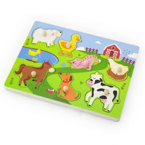 BABU - Dřevěná vkládačka se zvukem farma