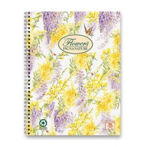 Kroužkový blok Pigna Nature Flowers A4, čtverečkovaný, 135 listů, mix motivů