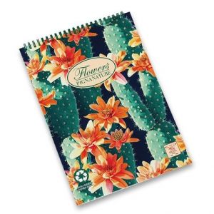 Kroužkový blok Pigna Nature Flowers A5, čtverečkovaný, 50 listů, mix motivů