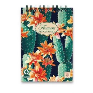 Kroužkový blok Pigna Nature Flowers A6, čtverečkovaný, 60 listů, mix motivů