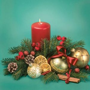 Ubrousky DAISY L (20ks) Red Candle Composition on Green