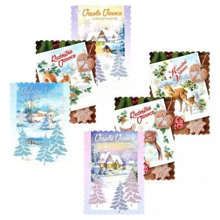 Vánoční pohlednice s brokátem S-396