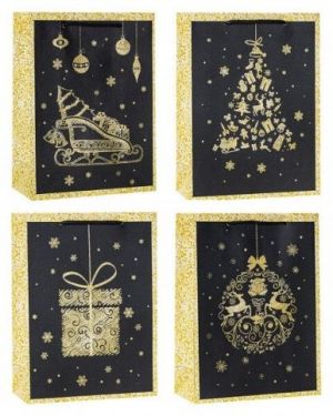 Vánoční taška papírová A5 střední LUX GLAMOUR