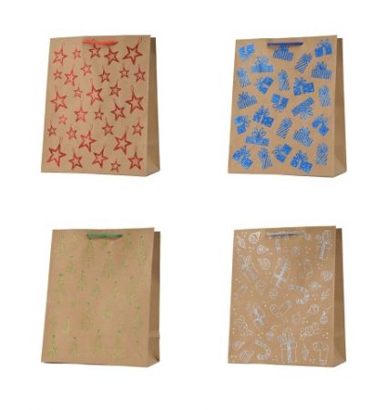 Vánoční papírová taška kraft TKB-20S střední