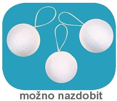 Dílky z buničiny - bílá baňka k dekorování na zavěšení 5cm,12ks v sáčku