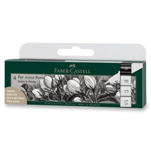 Popisovač Faber-Castell Pitt Artist Pen 4 kusy, black &amp; white