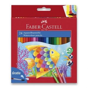 Akvarelové pastelky Faber-Castell 24 barev + štětec