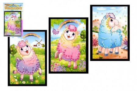 Flitrový mini obrázek lama 10x16cm 4 druhy v sáčku