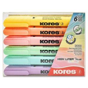 Zvýrazňovač Kores High Liner Pastel sada 6 barev
