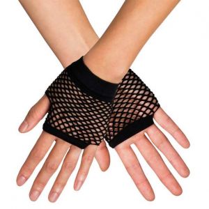 Rukavičky černé síťované krátké bez prstů