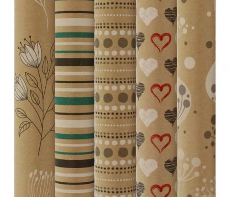 Dárkový papír ROLIČKA 2m x 70cm, P2 KRAFT OG 7, mix