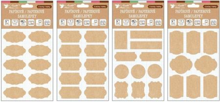 Samolepky popisovací papírové kraft 2 archy 18 x 13 cm