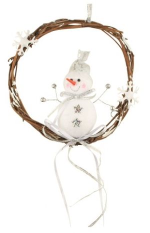 Věnec proutěný se sněhulákem 15 cm