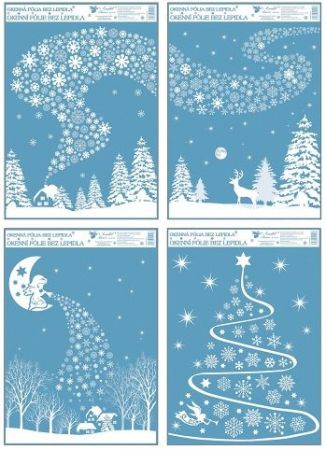 Okenní folie 42x30 cm rej vloček 1. CHALOUPKA