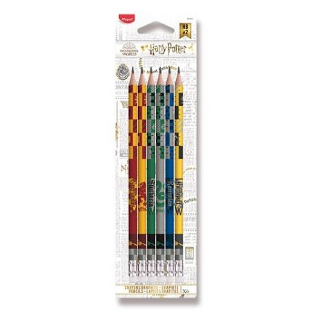 Grafitová tužka Maped Harry Potter s pryží 6 ks, tvrdost HB