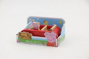 Dřevěné auto Prasátko Peppa pig + figurka