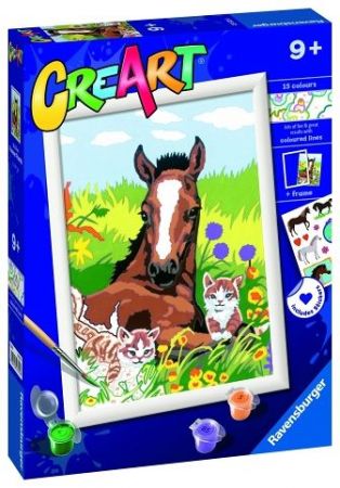 Malování podle čísel CreArt Kůň a koťata