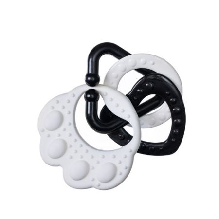 Kousátko Medvědí tlapa s kroužky černobílé - silikon