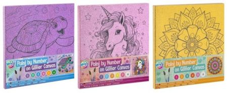 Malování podle čísel na třpytivé plátno