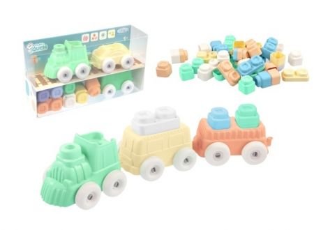 Stavebnice Vláček + kostky silikonové Play&amp;Squish 12 ks