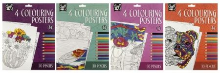 Vymalovánky 4 obrázky + 10 pastelek A4