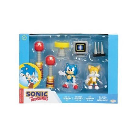 Herní sada Sonic diorama + figurky Sonica a Tailse 6 cm