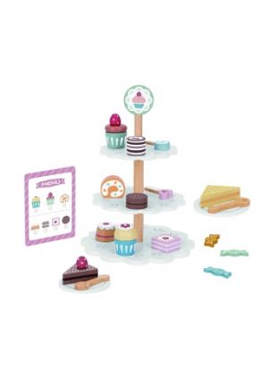 Dřevěný stojan se zákusky