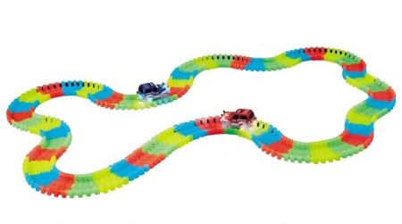 Dráha svítící ve tmě + autíčko s LED světlem 165 ks