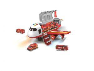 Hasičské letadlo s nákladním prostorem + 3 autíčka 1:64