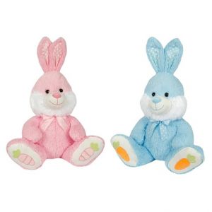 Plyšový králík sedící modrý/růžový 70 cm