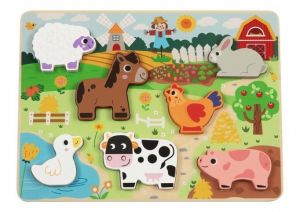 BABU - Dřevěné vkládací puzzle malá Farma