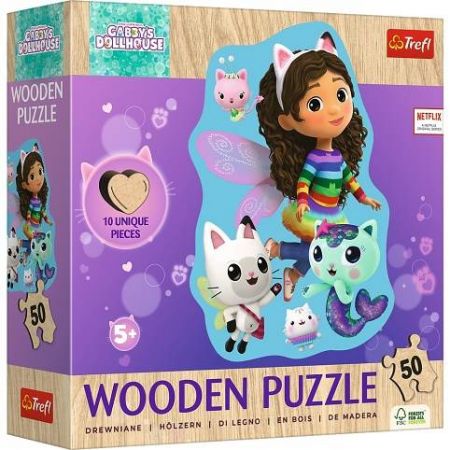 Dřevěné Puzzle 50 dílků Gabynin kouzelný domeček