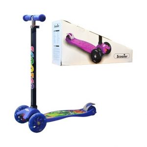 Dětská tříkolová koloběžka svítící - modrá