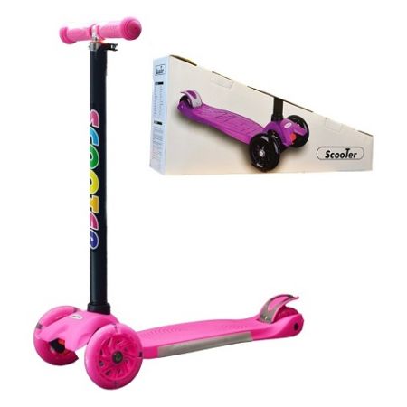 Dětská tříkolová koloběžka svítící - růžová