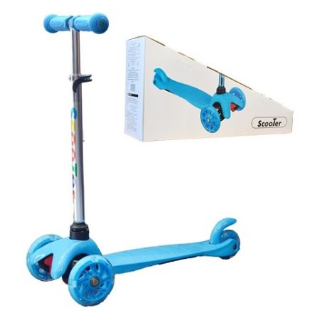 Dětská tříkolová koloběžka sport svítící - modrá