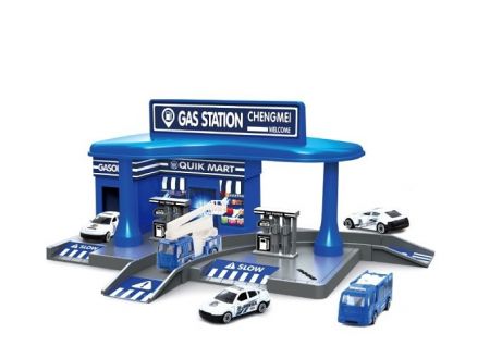 Policejní čerpací stanice + 2 autíčka